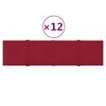 vidaXL Nástenné panely 12 ks vínovočervené 60x15 cm zamat 1,08 m²