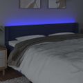 vidaXL Čelo postele s LED modré 163x16x78/88 cm látka