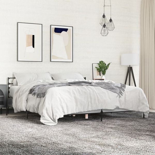 vidaXL Posteľný rám sivý dub sonoma 200x200 cm kompozitné drevo a kov