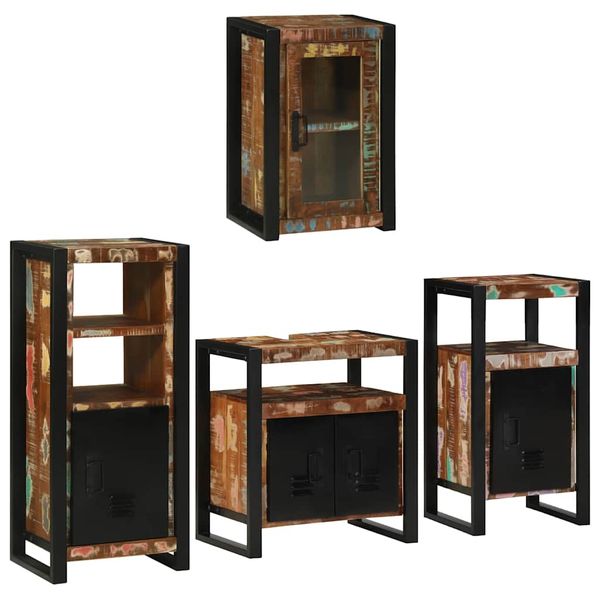 vidaXL Sada kúpeľňového nábytku 4 pcs Masívne recyklované drevo