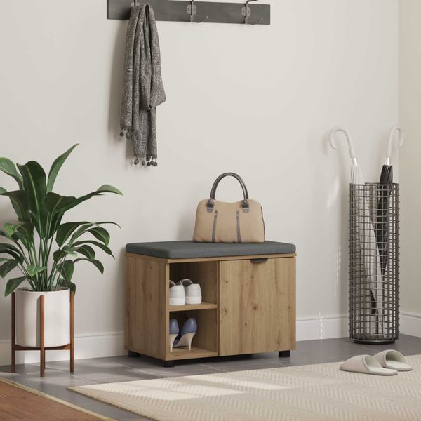 vidaXL Predsieňová lavica s vankúšom Remeselný Dub 60 x 38 x 46 cm