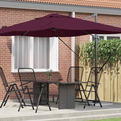 vidaXL Slnečník 351 x 250 x 260 cm Polyester a hliník Bordeaux červená