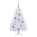 vidaXL Umelý Sklápací Vianočný Stromček LED Biela 68 x 68 x 120 cm