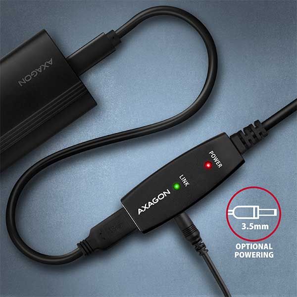 AXAGON ADR-210, USB 2.0 A-M -> A-F aktivný predlúžovací / repeater kábel, 10m