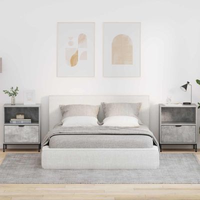 vidaXL Nočný stolík so zásuvkou 2 pcs Betónovo sivá 49 x 36 x 61 cm