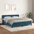 vidaXL Posteľný rám boxsping s matracom tmavomodrý 160x200 cm zamat