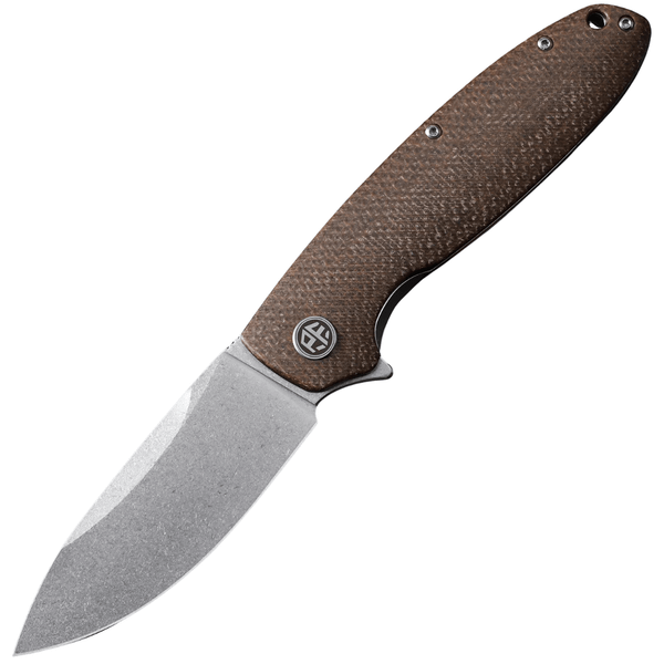 Petrified Fish PFB01BRW Terra vreckový nôž 8 cm, Stonewash, hnedá, Micarta