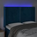 vidaXL Čelo postele s LED tmavomodré 147x16x118/128 cm zamat