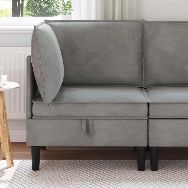 vidaXL Sofa s úložným priestorom Svetlosivá Zamat
