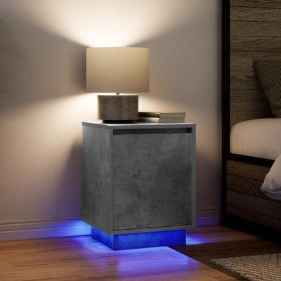 vidaXL Nočné skrinky s LED osvetlením 2 ks Betónovo sivá 38x34x50 cm