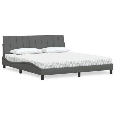 vidaXL Posteľ s matracom Hanko tmavosivá 180x200 cm látka