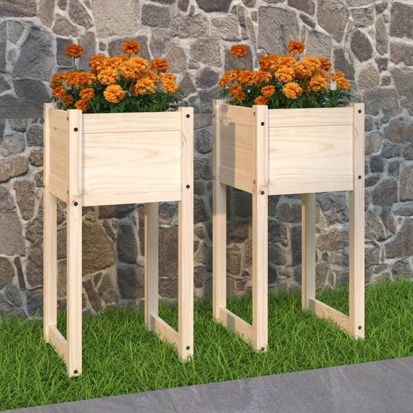 VidaXL Kvetináče 2 ks 40x40x81 cm borovicový masív