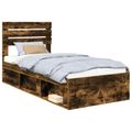 vidaXL Rám postele Dymová dub 90 x 200 cm Masívne borovicové drevo