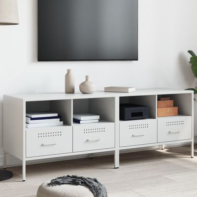vidaXL TV skrinky 2 ks biele 68x39x50,5 cm oceľ