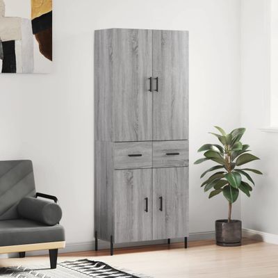 vidaXL Vysoká skrinka sivý dub sonoma 69,5x34x180 cm spracované drevo