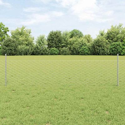 vidaXL Hexagonálny plot s stĺpom 100 x 0,5 m Pozinkovaná oceľ