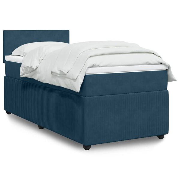 vidaXL Posteľný rám boxsping s matracom modrá 100x200 cm zamat