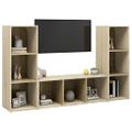 vidaXL TV skrinky 3 ks dub sonoma 107x35x37 cm drevotrieska