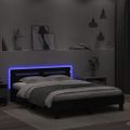 vidaXL Posteľný rám s čelom a LED čierny 140x190 cm
