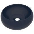 vidaXL Luxusné umývadlo, okrúhle, matné tmavomodré 40x15 cm, keramika