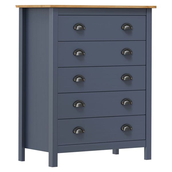 vidaXL Komoda Hill s 5 zásuvkami, sivá 79x40x96,5 cm, borovicový masív