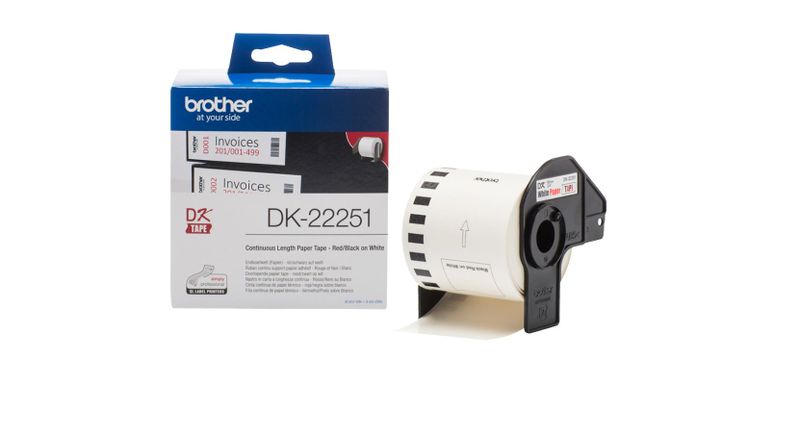 Brother - Originálny štítky, DK-22251, čierna a červená na biela, šírka 62 mm