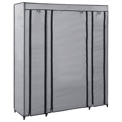 vidaXL Šatník s priehradkami a tyčami sivý látkový 150x45x176 cm