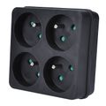 Zásuvka rozbočovacia SOLIGHT P108B, 4x 10 A, čierna