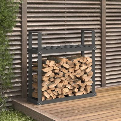 vidaXL Stojan na palivové drevo sivý 110x35x108,5 cm masívna borovica