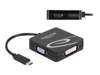 High Speed - video adaptér - jeden spoj - USB-C s kolíkmi (samec) do 15-pin D-Sub (DB-15), DVI-I, HDMI, DisplayPort so zdierkami (samica) - 10 cm - čierna - podpora (DP) 4K60Hz (3840 x 2160), podpora 1080P 60 Hz (VGA), 1200p podporuje 60 Hz (DVI)