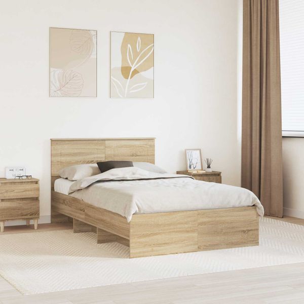 vidaXL Rám postele Sonoma dub 120 x 123 cm Kompozitné drevo