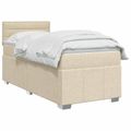 vidaXL Posteľ boxspring s matracom Krémová 100 x 200 cm Látka