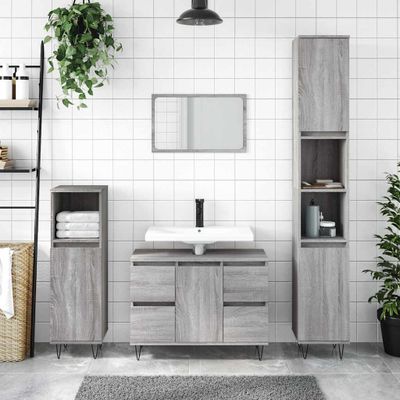 vidaXL Kúpeľňová skrinka sivý dub sonoma 80x33x60 cm kompozitné drevo