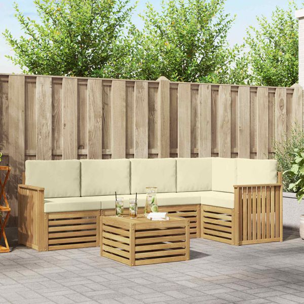 vidaXL Záhradná súprava gaučov 6 pcs Biela a krémová 59 x 59 x 37 cm