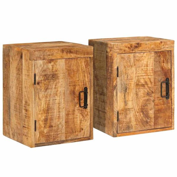 vidaXL Nočný stolík 2 pcs Hnedá 35 x 33 x 48 cm Masívne mango drevo