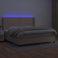 vidaXL Boxspring posteľ matrac a LED kapučínová 200x200 cm umelá koža