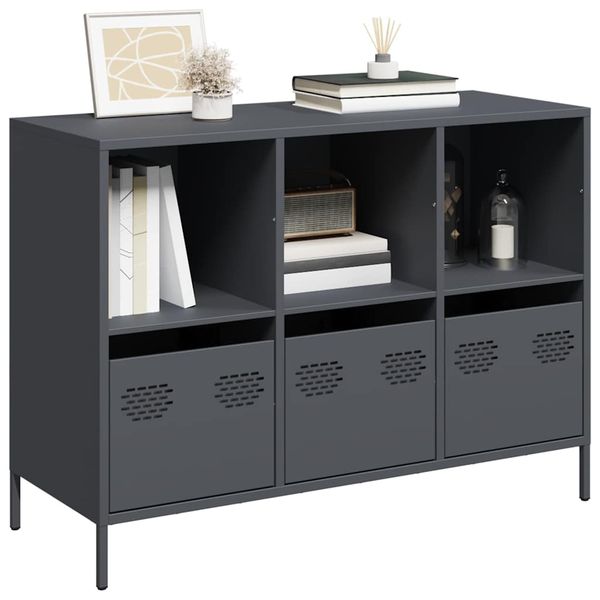 vidaXL Komoda antracitová 101,5x39x73,5 cm oceľ valcovaná za studena