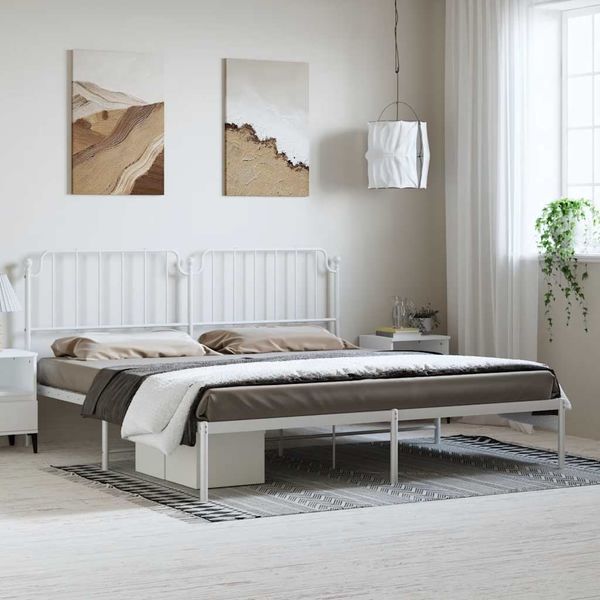 vidaXL Kovový rám postele s čelom biely 183x213 cm