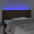 vidaXL Čelo postele s LED tmavohendé 103x16x78/88 cm látka