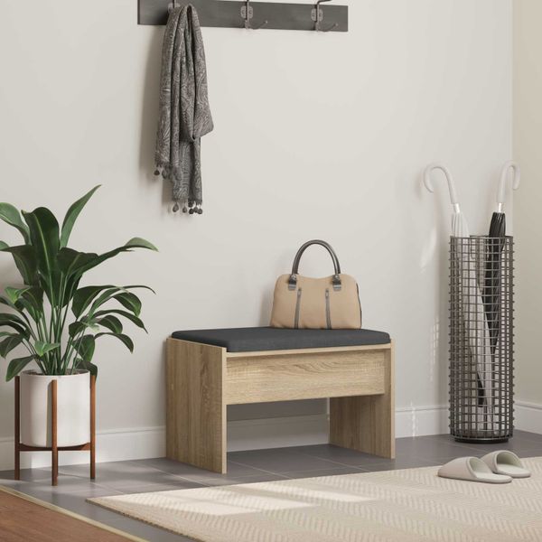 vidaXL Predsieňová lavica s vankúšom Sonoma dub 63 x 38 x 40 cm