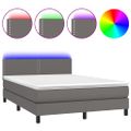 vidaXL Boxspring posteľ s matracom a LED sivá 140x200 cm umelá koža