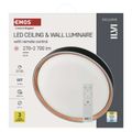LED nástenné svietidlo ILVI, kruhové 45 W, stmievanie + CCT, čierna + drevo