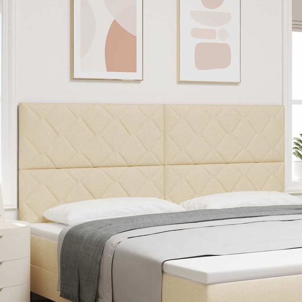 vidaXL LED hlavová doska Krémová 200 cm látka