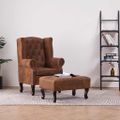 vidaXL Kreslo v štýle chesterfield z umelej kože s podnožkou hnedé