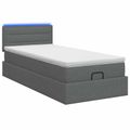 vidaXL Ottoman posteľ s matracom a LED Tmavosivá 90 x 200 cm Látka