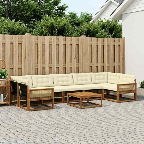 vidaXL Záhradná súprava gaučov s vankúšom 8 pcs Prírodná a krémová