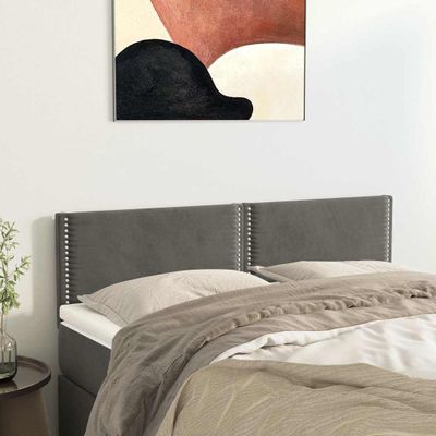 vidaXL Čelá postelí tmavošedé 144x5x78/88 cm zamatové