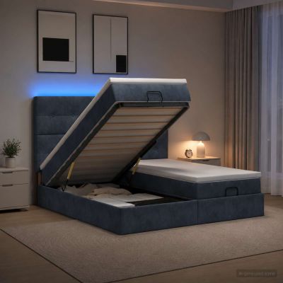 vidaXL Ottoman posteľ s matracom a LED Tmavosivá 180 x 200 cm Zamat