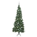 vidaXL Rohový umelý vianočný strom s 300 LED-i Zelená 180 cm PVC a kov