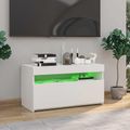 vidaXL TV skrinka s LED svetlami lesklá biela 75x35x40 cm